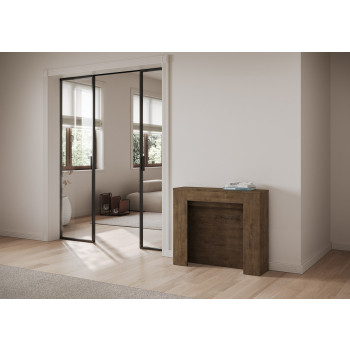Kiba consoletafel - Kiba uitschuifbare consoletafel 90x25/211 cm wit essenhout met interne verlengstukken