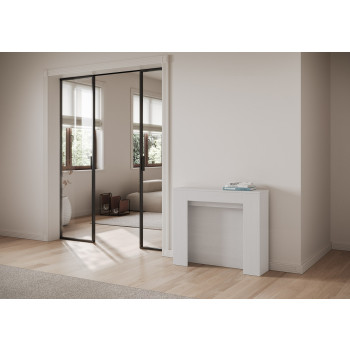 Kiba consoletafel - Kiba uitschuifbare consoletafel 90x25/211 cm wit essenhout met interne verlengstukken