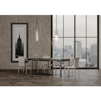 Nordica consoletafel met antraciet frame - Uitschuifbare consoletafel 90x40/300 cm Nordica naturel eikenhout met antraciet frame