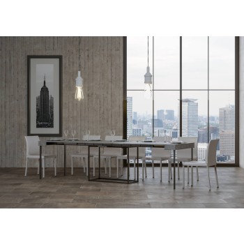 Nordica consoletafel met antraciet frame - Uitschuifbare consoletafel 90x40/300 cm Nordica naturel eikenhout met antraciet frame