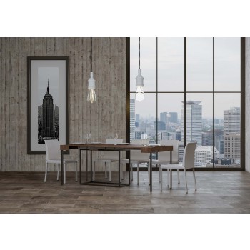 Nordica consoletafel met antraciet frame - Uitschuifbare consoletafel 90x40/300 cm Nordica naturel eikenhout met antraciet frame