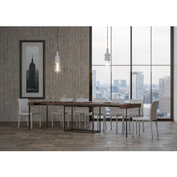 Nordica consoletafel met antraciet frame - Uitschuifbare consoletafel 90x40/300 cm Nordica naturel eikenhout met antraciet frame