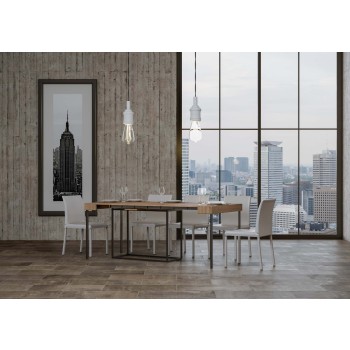 Nordica consoletafel met antraciet frame - Uitschuifbare consoletafel 90x40/300 cm Nordica naturel eikenhout met antraciet frame