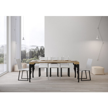 Paxon consoletafel met antracietkleurige poten - Paxon Kleine uitschuifbare consoletafel 90x40/196 cm met poten van wit essenhout en antraciet.