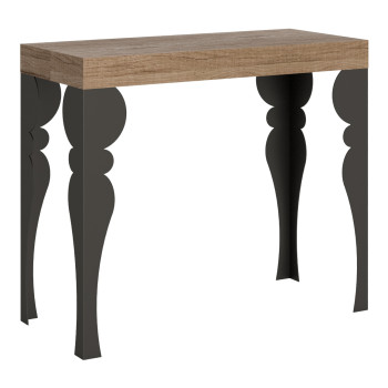 Paxon consoletafel met antracietkleurige poten - Paxon Kleine uitschuifbare consoletafel 90x40/196 cm met poten van wit essenhout en antraciet.