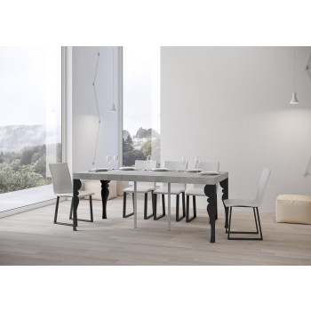 Paxon Premium consoletafel met antracietkleurige poten - Uitschuifbare consoletafel 90x40/196 cm Paxon Small Premium wit essenhout met antracietkleurige poten