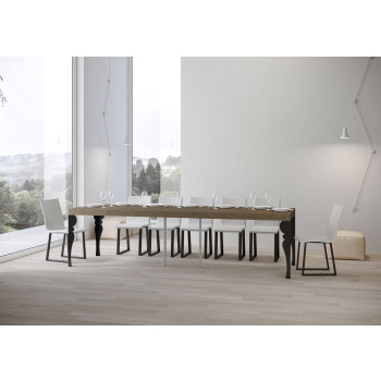 Paxon Premium consoletafel met antracietkleurige poten - Paxon Premium uitschuifbare consoletafel 90x40/300 cm met wit essenhout en antracietkleurige poten