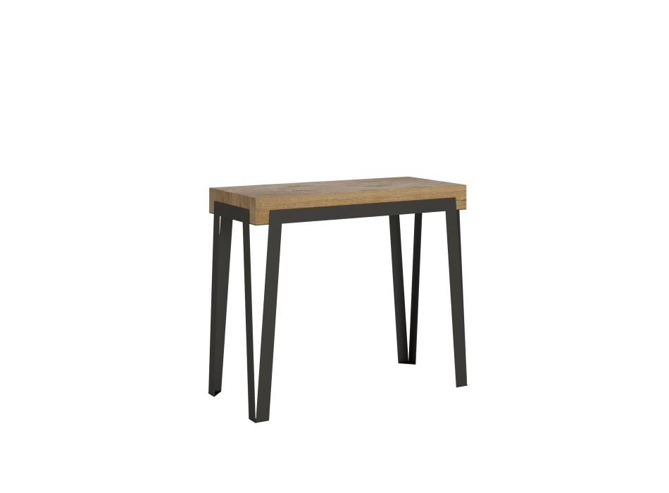 Rio consoletafel met antraciet frame - 90x40/300 cm Rio Premium uitschuifbare consoletafel in naturel eikenhout met antraciet frame