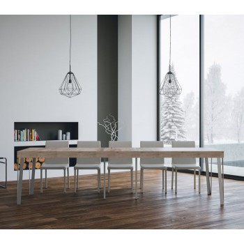 Rio consoletafel met roestkleurig frame - 90x40/300 cm Rio Premium uitschuifbare consoletafel met naturel eikenhouten en roestkleurig frame