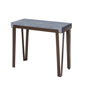 Rio consoletafel met roestkleurig frame - Uitschuifbare consoletafel 90x40/300 cm Rio Eiken Nature met roestkleurig frame