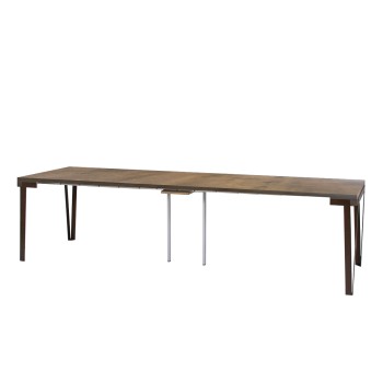 Rio consoletafel met roestkleurig frame - Uitschuifbare consoletafel 90x40/300 cm Rio Eiken Nature met roestkleurig frame