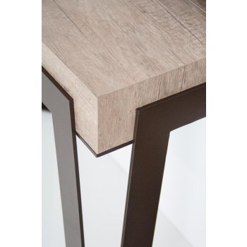 Rio consoletafel met roestkleurig frame - Uitschuifbare consoletafel 90x40/300 cm Rio Eiken Nature met roestkleurig frame