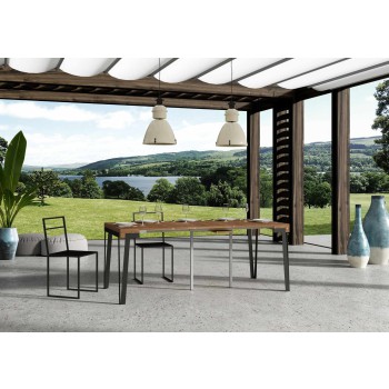 Rio consoletafel met roestkleurig frame - Uitschuifbare consoletafel 90x40/300 cm Rio Eiken Nature met roestkleurig frame