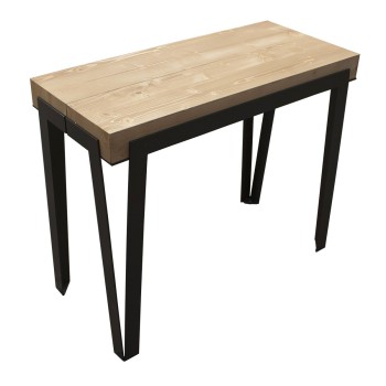 Rio consoletafel met roestkleurig frame - Uitschuifbare consoletafel 90x40/300 cm Rio Eiken Nature met roestkleurig frame