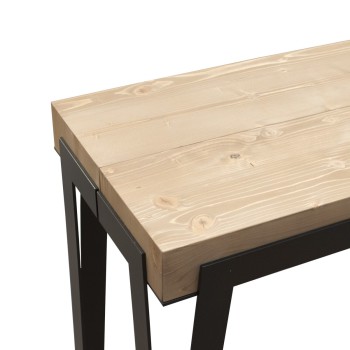 Rio consoletafel met roestkleurig frame - Uitschuifbare consoletafel 90x40/300 cm Rio Eiken Nature met roestkleurig frame