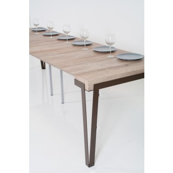 Rio consoletafel met roestkleurig frame - Uitschuifbare consoletafel 90x40/300 cm Rio Eiken Nature met roestkleurig frame