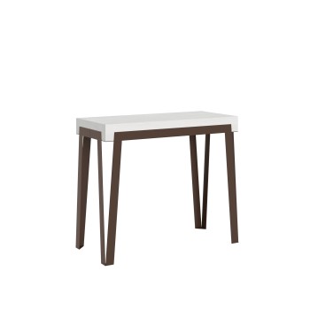Rio consoletafel met roestkleurig frame - Uitschuifbare consoletafel 90x40/300 cm Rio Eiken Nature met roestkleurig frame
