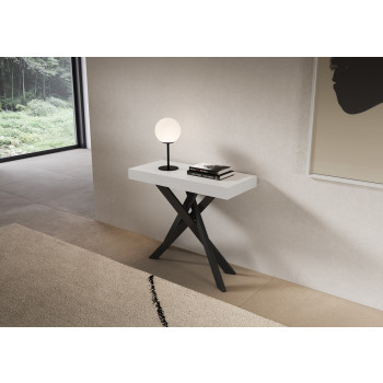 Saki consoletafel met antracietkleurige poten - Saki Kleine uitschuifbare consoletafel van kasjmier, 90x40 cm / 196 cm, met antracietkleurige poten