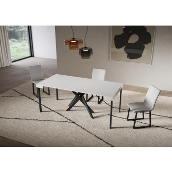 Saki consoletafel met antracietkleurige poten - Saki Kleine uitschuifbare consoletafel van kasjmier, 90x40 cm / 196 cm, met antracietkleurige poten