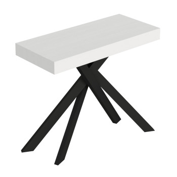 Saki consoletafel met antracietkleurige poten - Saki Kleine uitschuifbare consoletafel van kasjmier, 90x40 cm / 196 cm, met antracietkleurige poten