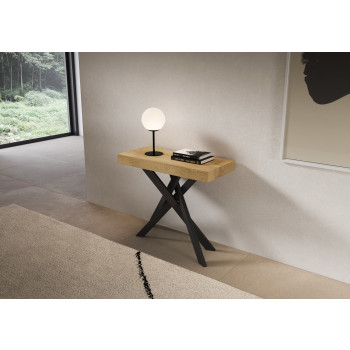 Saki consoletafel met antracietkleurige poten - Saki Kleine uitschuifbare consoletafel van kasjmier, 90x40 cm / 196 cm, met antracietkleurige poten