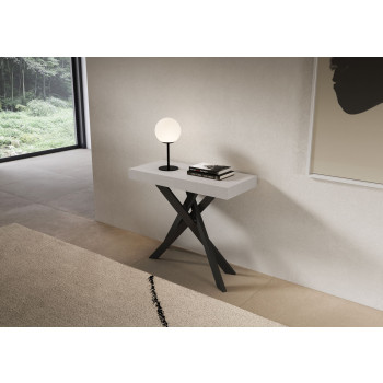 Saki consoletafel met antracietkleurige poten - Saki Kleine uitschuifbare consoletafel van kasjmier, 90x40 cm / 196 cm, met antracietkleurige poten