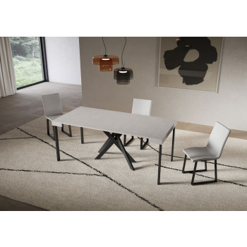 Saki consoletafel met antracietkleurige poten - Saki Kleine uitschuifbare consoletafel van kasjmier, 90x40 cm / 196 cm, met antracietkleurige poten