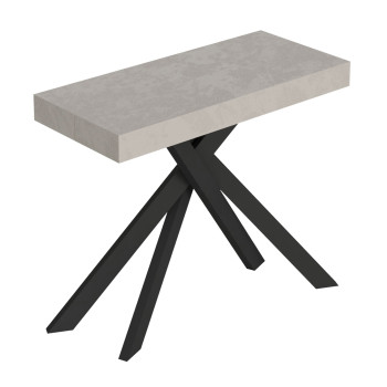 Saki Premium consoletafel met antracietkleurige poten - Uitschuifbare consoletafel 90x40/196 cm Saki Small Premium kasjmier met antracietkleurige poten