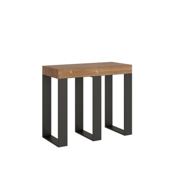 Sintesi consoletafel met antraciet frame - Uitschuifbare consoletafel 90x40/196 cm Sintesi Small Premium Natural Oak met antraciet frame