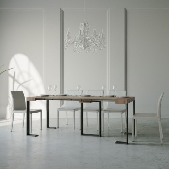 Sintesi consoletafel met antraciet frame - Uitschuifbare consoletafel 90x40/300 cm Sintesi wit essenhout met antraciet frame