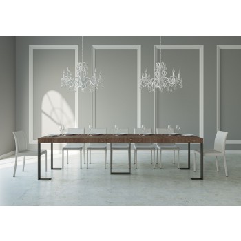 Sintesi consoletafel met antraciet frame - Uitschuifbare consoletafel 90x40/300 cm Sintesi Premium Natuurlijk Eikenhout met antraciet frame