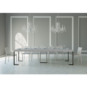 Sintesi consoletafel met antraciet frame - Uitschuifbare consoletafel 90x40/300 cm Sintesi Premium Natuurlijk Eikenhout met antraciet frame