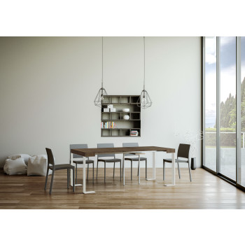 Tecno consoletafel met witte poten - Uitschuifbare consoletafel 90x40/196 cm Tecno Small wit essenhout met witte poten