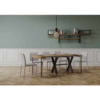 Xenia consoletafel met antraciet frame - Uitschuifbare consoletafel 90x40/196 cm Xenia Small White Ash met antraciet frame