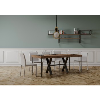 Xenia consoletafel met antraciet frame - Uitschuifbare consoletafel 90x40/196 cm Xenia Small Premium Natuurlijk Eikenhout met antraciet frame