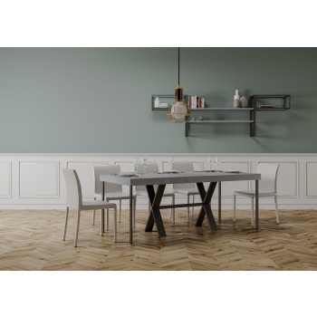 Xenia consoletafel met antraciet frame - Uitschuifbare consoletafel 90x40/196 cm Xenia Small Premium Natuurlijk Eikenhout met antraciet frame