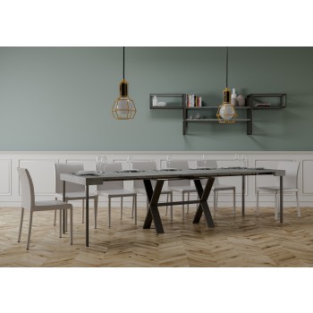 Xenia consoletafel met antraciet frame - Uitschuifbare consoletafel 90x40/300 cm Xenia wit essenhout met antraciet frame