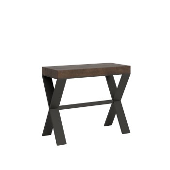 Xenia consoletafel met antraciet frame - Uitschuifbare consoletafel 90x40/300 cm Xenia wit essenhout met antraciet frame