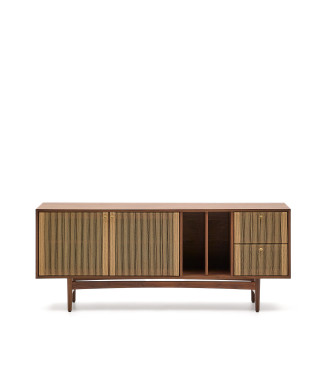 Elan dressoir, 2 deuren, 2 laden, fineer en massief walnoothout, touwstructuur, 180x73cm, FSC Mix Credit