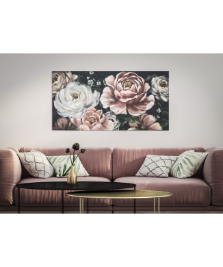 SCHILDERIJ OP ROOD, GOLVEND CANVAS -B-