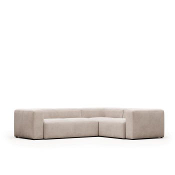 Blok 3-zits hoekbank beige 290 x 230 cm /