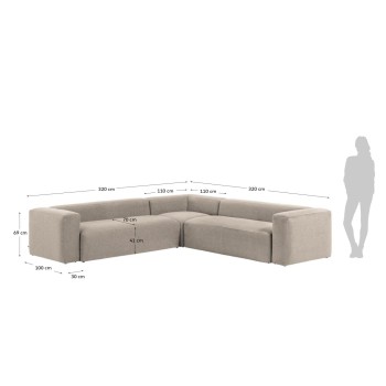 Blok 6-zits hoekbank beige 320 x 320 cm