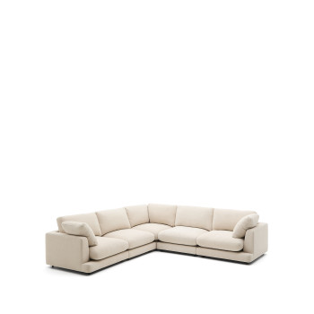 Gala 6-zits hoekbank in beige chenille FSC Mix Credit 300 x 300 cm