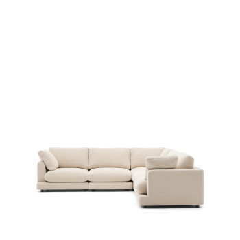 Gala 6-zits hoekbank in beige chenille FSC Mix Credit 300 x 300 cm