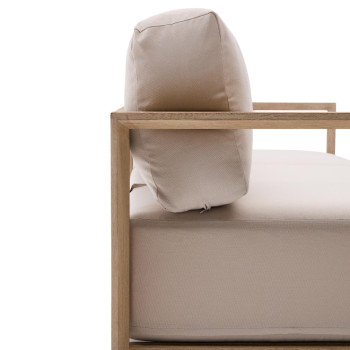 Ambra 3-zitsbank van massief acaciahout met een lichte afwerking, 249 cm, 100% FSC-gecertificeerd.