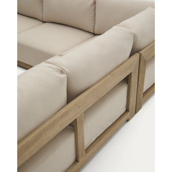 Ambra 5-zits hoekbank van massief acaciahout met een lichte afwerking, 248 cm, 100% FSC-gecertificeerd.