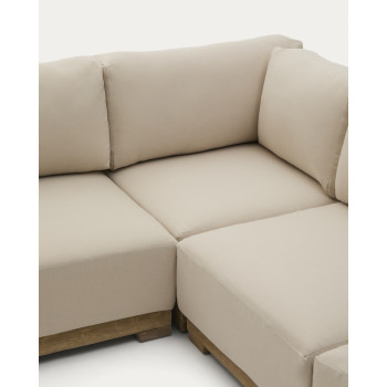 Ambra 5-zits hoekbank van massief acaciahout met een lichte afwerking, 248 cm, 100% FSC-gecertificeerd.