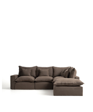 Anarela modulaire hoekbank voor 4 personen met afneembare linnen hoes