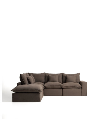 Anarela modulaire hoekbank voor 4 personen met afneembare linnen hoes
