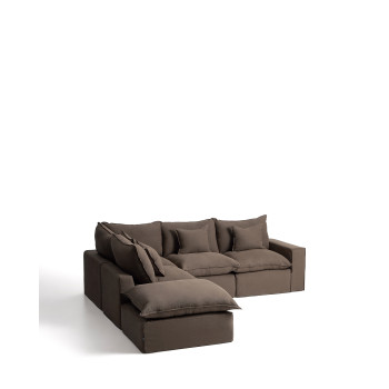 Anarela modulaire hoekbank voor 4 personen met afneembare linnen hoes